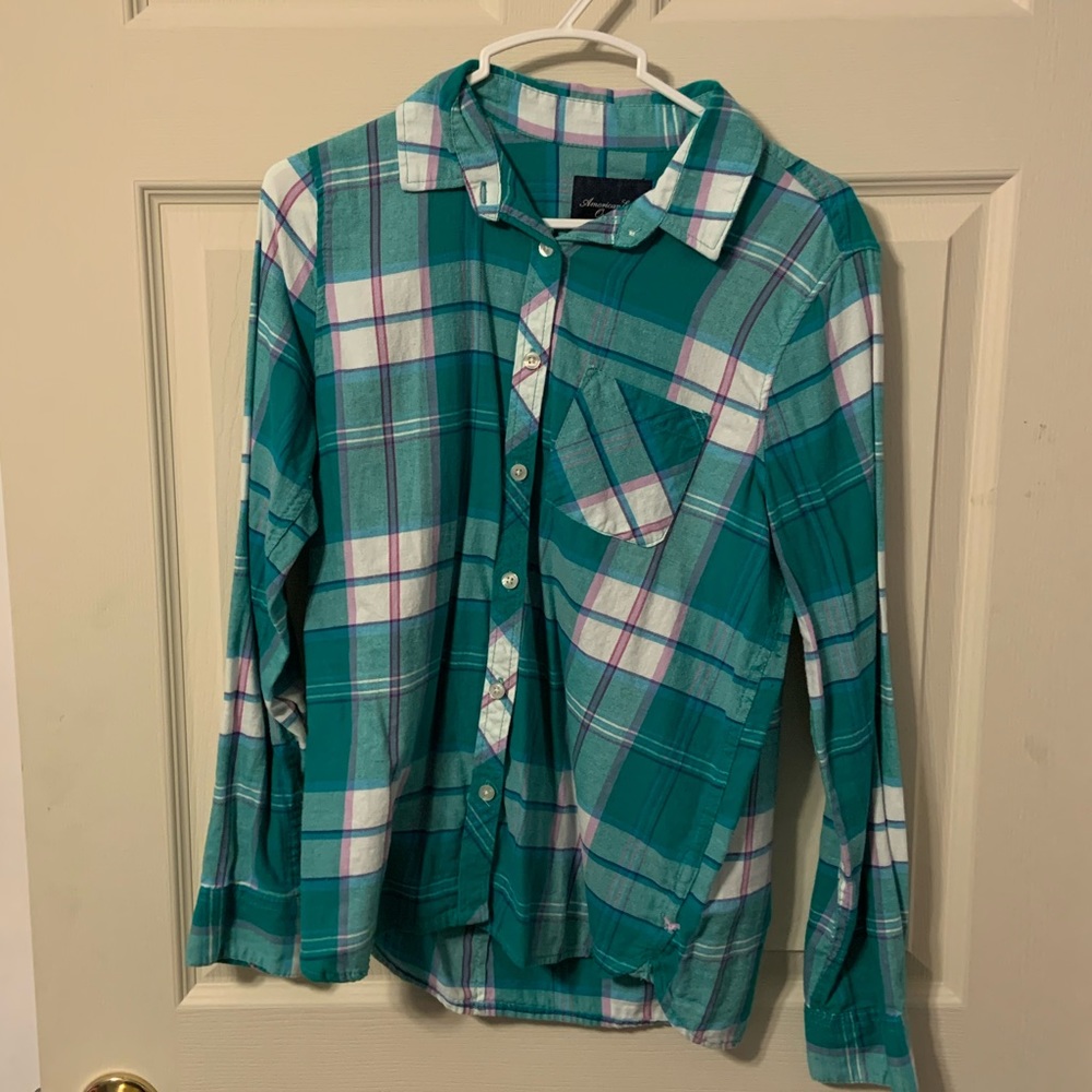 Green, White, and Purple Flannel.